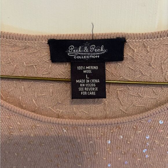 Peck & Peck Gold Crew Neck Merino Wool Sweater - Picture 3 of 5